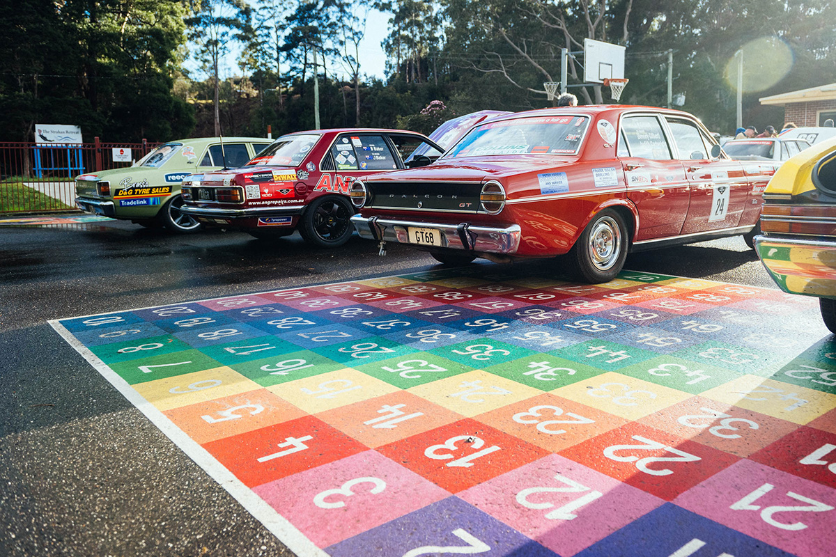 show n shine of Aussie muscle cars parked on school play area raising money for kids in need.