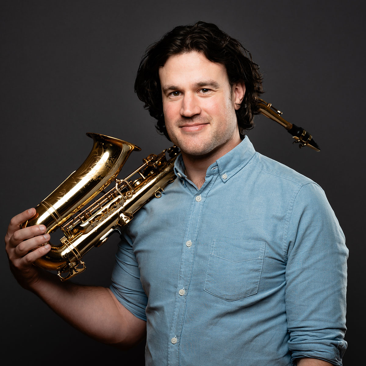 Saxophonist, Matt Sammut playing to Variety Sa gala