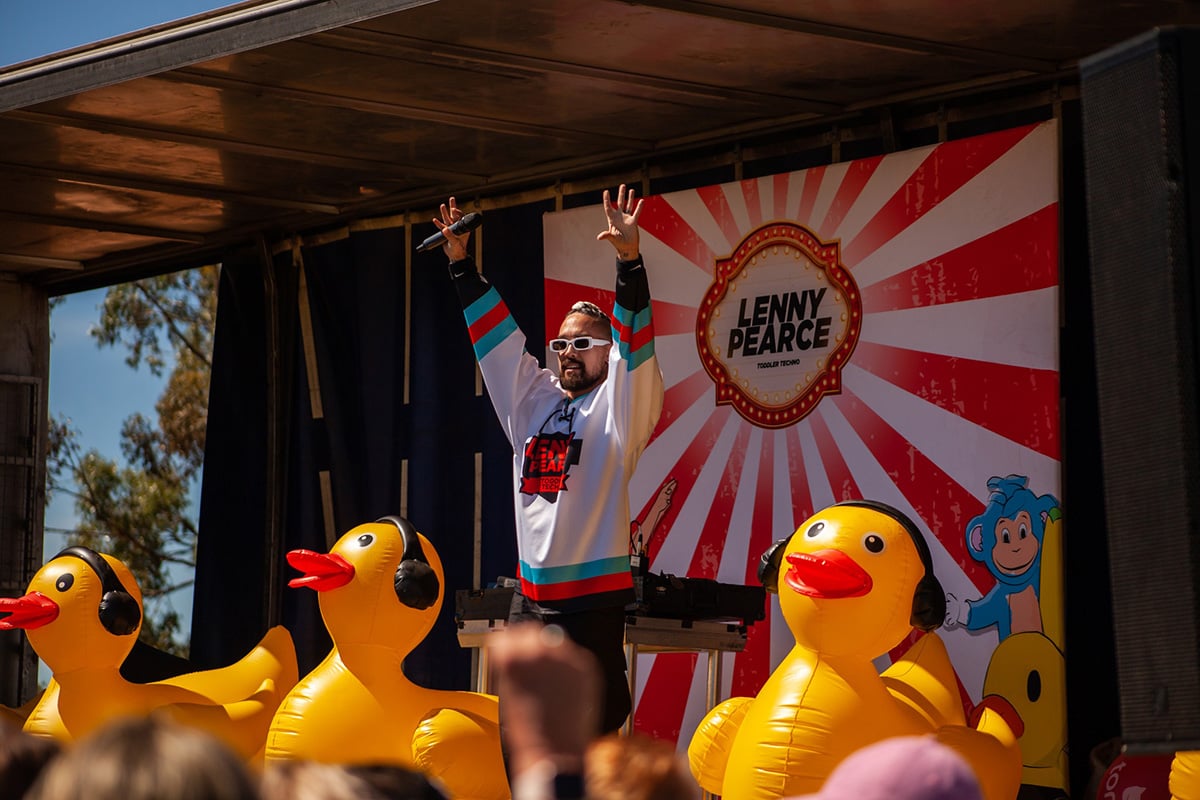 Variety Toddler Rave with DJ Lenny Pearce on stage